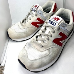 【限定】New Balance 574 ホワイト×レッド 25.0cm 男女兼用の画像