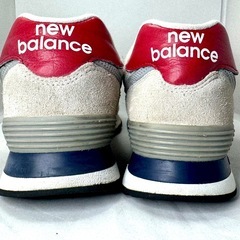 【限定】New Balance 574 ホワイト×レッド 25.0cm 男女兼用の画像