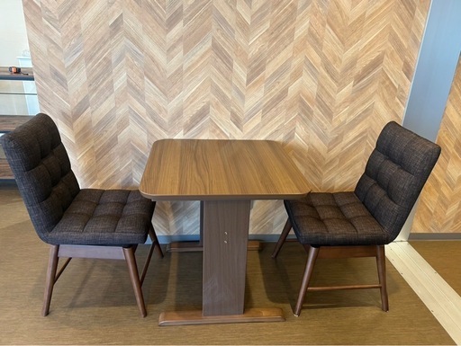 ニトリ　ダイニングテーブル　2人用 伸長式ダイニングテーブル4点セット(DTロピア2WH DBR/DCロピア2