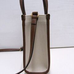 本物 美品 BURBERRY ミニフレヤトート ショルダーバッグ 8044143 1 ナチュラル/タン コットン×カーフレザー×リネン バーバリー 札幌市の画像