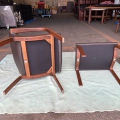 【バナナ】 カンディハウス ハイバックチェア&スツール 本革 ナラ材 ブラウン  レザーブラック 美品の画像