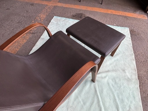 【バナナ】 カンディハウス ハイバックチェア&スツール 本革 ナラ材 ブラウン  レザーブラック 美品