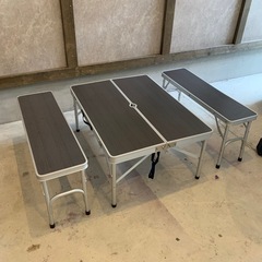 定価16,500円　BUNDOK / バンドック　テーブル＆ベンチセット　BK【ファニチャー】　アルミテーブル　の画像