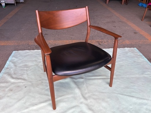 【バナナ】 カンディハウス  KAMUY/カムイ リビング イージーチェアー 木背 スタンダードブラック