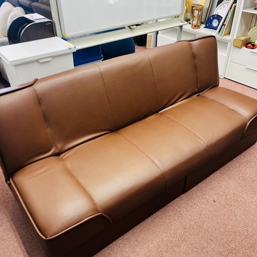 【激安】収納付きソファーベッド ブラウン