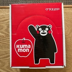 くまモン柄ガラスコップ＋未使用ガーゼハンカチ（セット）の画像