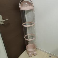 ぬいぐるみ収納 棚用バスケット ピンクのストレージコンテナの画像
