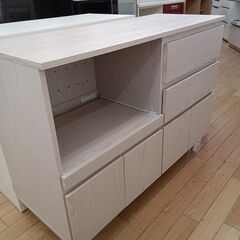 ★リユースのサカイつくば店★TK6109  レンジ台 アイボリー H90×D47×W120 クリーニング済みの画像