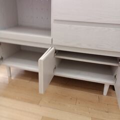 ★リユースのサカイつくば店★TK6109  レンジ台 アイボリー H90×D47×W120 クリーニング済みの画像