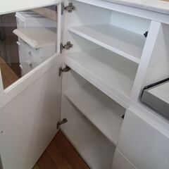 ★リユースのサカイつくば店★TK6110 IKEA レンジボード ホワイト H105×D42×W120 クリーニング済みの画像