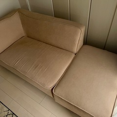 値下げしました🫶美品コンパクトソファ⭐️3人掛けor2人掛けオットマン付の選べる使い方！配送応相談🚚の画像