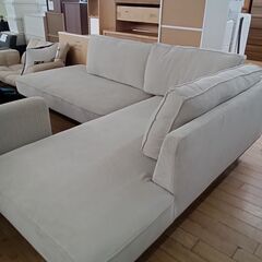 ★リユースのサカイつくば店★TK6111 ニトリ カウチソファ アイボリー H63×D90～170×W225 クリーニング済みの画像