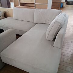 ★リユースのサカイつくば店★TK6111 ニトリ カウチソファ アイボリー H63×D90～170×W225 クリーニング済みの画像