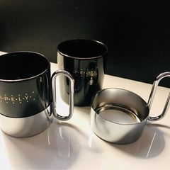 ツインバード　陶器製カップ・着脱式取っ手・トレー3点　2客セットAの画像