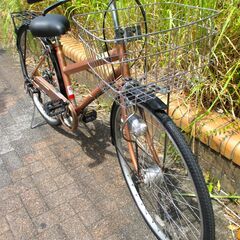 中古自転車 Wisteria 実用 自転車 6段変速 27インチ LEDオートライト オレンジ 前タイヤ、サドル、鍵新品交換済 通勤 通学 近所のお出掛けなどにの画像