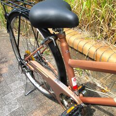 中古自転車 Wisteria 実用 自転車 6段変速 27インチ LEDオートライト オレンジ 前タイヤ、サドル、鍵新品交換済 通勤 通学 近所のお出掛けなどにの画像