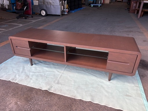 【バナナ】 美品 カンディハウス テレビ台 テレビボード ガラス棚付 ブラウン