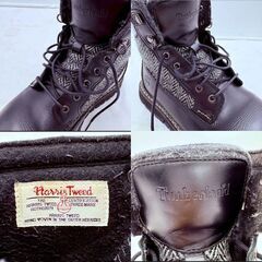 【❗️✨限定コラボ✨❗️】Timberland × Harris Tweed コラボブーツ メンズ 25.0cm ブラック ウールコンビ仕様の画像