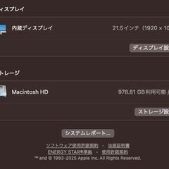 【現状品】iMac（21.5インチ,2017）HDD1TB/8GB〈MMQA2J/A〉⑥の画像