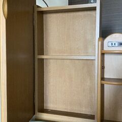 木製ドレッサー＆チェアセット】鏡・照明・収納付き※引き出し内部に一部剥がれありの画像
