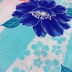 水色に赤青花　浴衣の画像