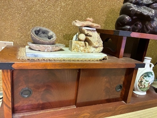 床の間 飾り棚昭和レトロテレビ台 和風棚 (ケヤキ色) (ema) 御嵩口の