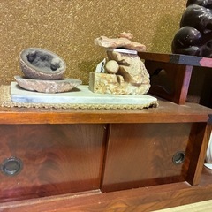 床の間 飾り棚　昭和レトロテレビ台 和風棚 (ケヤキ色)の画像