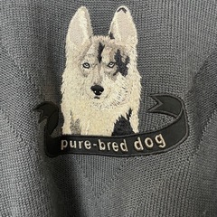 LeCENT 犬刺繍 ニットセーター グレー Lサイズの画像