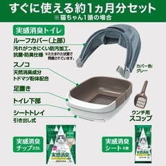 猫トイレ★★エステーペット 猫用 実感消臭 システムトイレ 本体セット (トイレ本体+チップ2.5L+シート4枚) [消臭力]共同開発の画像