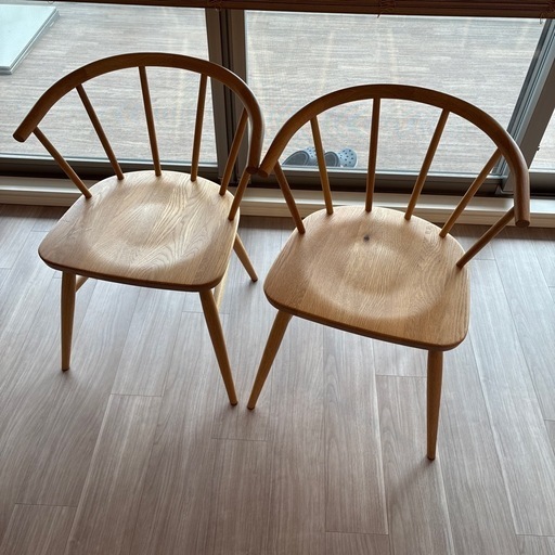 無印良品　オーク材 アームチェア 丸脚 2脚 オーク材アームチェア・丸脚 | 無印良品