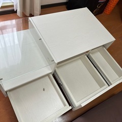 ドレッサーテーブル（ガラス天板＆収納引き出し付き）の画像