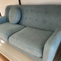 湯川家具　2人掛けソファー　ファブリック　スカイブルーの画像
