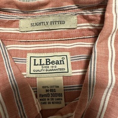 L.L.Bean 半袖ボタンダウンシャツ ブラウンストライプの画像
