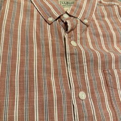 L.L.Bean 半袖ボタンダウンシャツ ブラウンストライプの画像