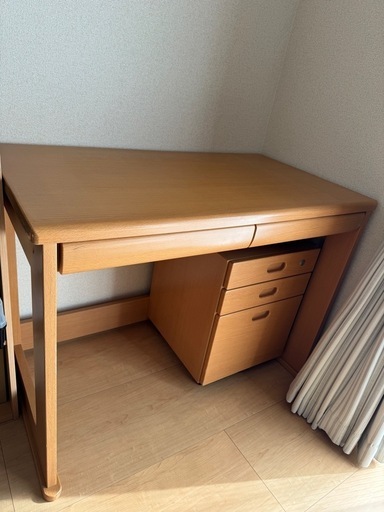 【美品】学習机 5点セット 島忠 デスク ラック ワゴン チェア デスクマット シマホ