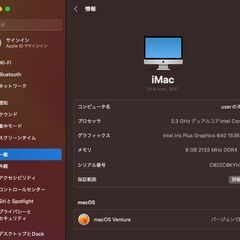 iMac（21.5インチ,2017）HDD1TB/8GB〈MMQA2J/A〉④の画像