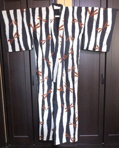 源氏ちりめん★綿縮緬注染浴衣★立湧にとんぼ