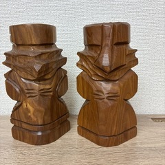 アイヌ木彫り2体セットの画像