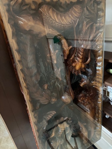 最終値下 テーブル 木彫