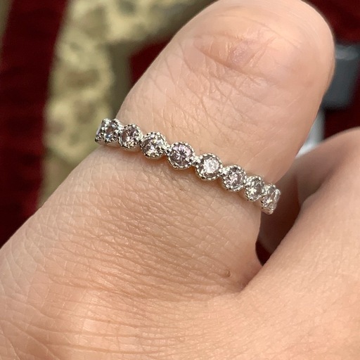 Pt900 ピンクダイヤ　ハーフエタニティ　リング　0.3ct 1.9g 約13号