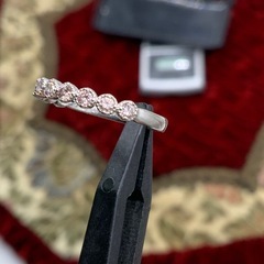 Pt900 ピンクダイヤ　ハーフエタニティ　リング　0.3ct 1.9g 約13号の画像