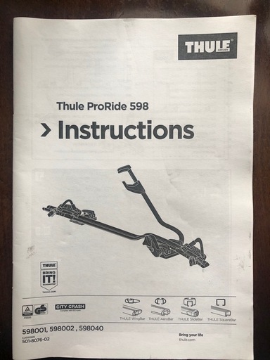 スーリー　Thule proride 598  プロライド　サイクルキャリア
