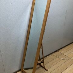 木製 全身姿見 折りたたみ式 スタンドミラー ナチュラルカラー ...