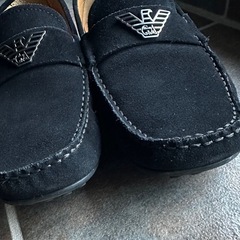 EMPORIO ARMANI  エンポリオアルマーニ　エンブレム　ローファー　NVY スウェード　X4B064の画像
