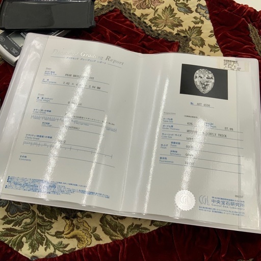 pt900 ダイヤモンドリング　7.3g 0.608ct 0.40ct 約11号　鑑定書