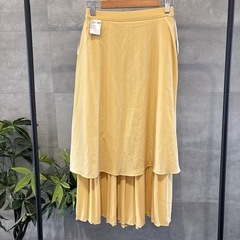 UNIQLO シフォンプリーツロングスカート　S 丈標準 イエロー　ウエストゴムの画像