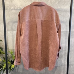 GU コーデュロイ ベルテッド オーバーサイズシャツ M ピンク　羽織　長袖の画像