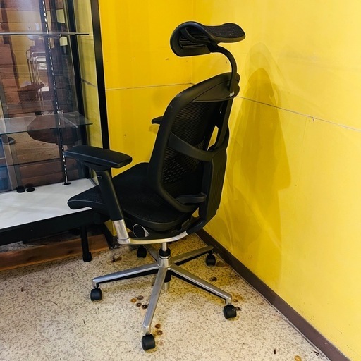 《売約済》【武蔵小山店】　配送可！　enjoy エルゴヒューマン ヘッドレスト付き オフィスチェア デスクチェア ワークチェア OAチェア エルゴノミクスチェア メッシュチェア ブラック Enjoy Ergohuman Office Chair with Headrest office chair desk chair work chair OA chair ergonomic chair mesh chair black