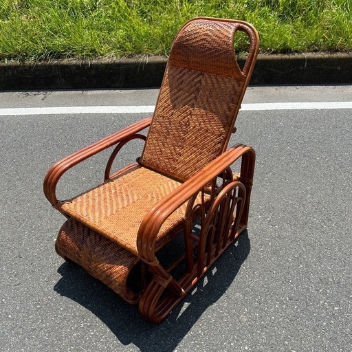 JH0528　ラタンのリクライニングチェア　オットマン JH0528 ラタンのリクライニングチェア オットマン