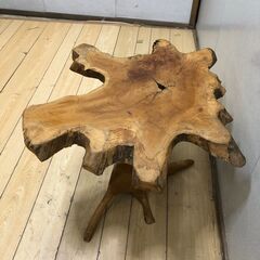 天然木 一枚板 ローテーブル サイドテーブル 無垢材 天然形状 流木風 ナチュラル家具 カフェ風　【糸島市内 送料無料】250809-10の画像